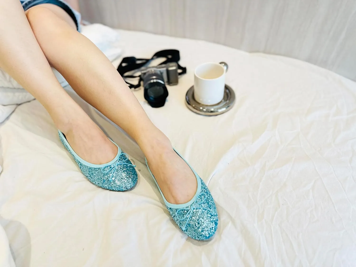 FEVERSOLE Women's Macaroon Colorful Memory Foam Cushion Insock Patent Ballet Flat