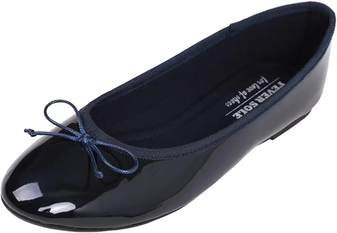 FEVERSOLE Women's Macaroon Colorful Memory Foam Cushion Insock Patent Ballet Flat