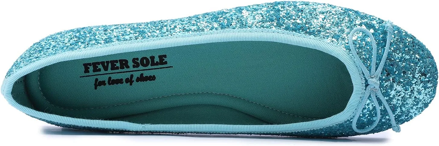 FEVERSOLE Women's Macaroon Colorful Memory Foam Cushion Insock Patent Ballet Flat