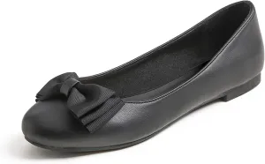 Feversole Women's Round Toe Cute Bow Trim Ballet Flats
