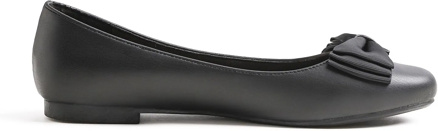 Feversole Women's Round Toe Cute Bow Trim Ballet Flats