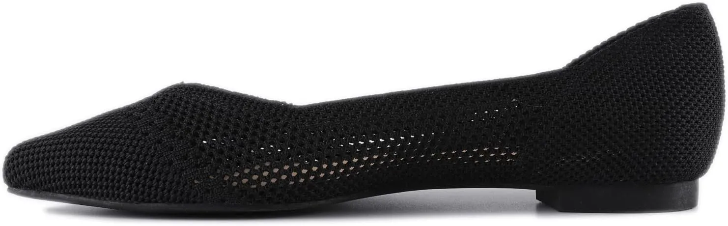 FEVERSOLE Women's Woven Pointy Fashion Cutouts Breathable Knit Flat Shoes
