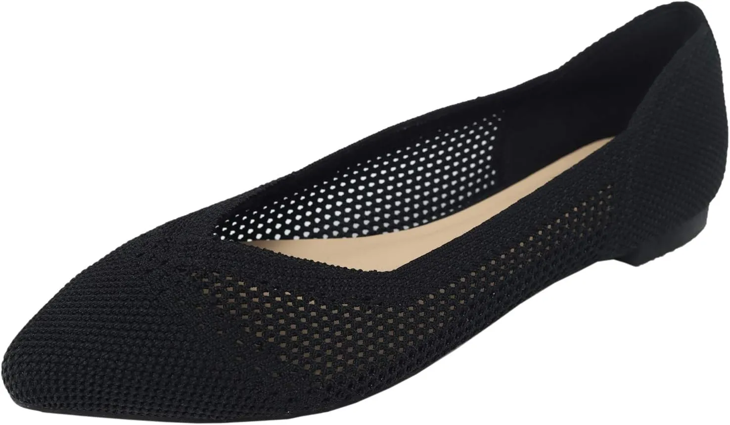 FEVERSOLE Women's Woven Pointy Fashion Cutouts Breathable Knit Flat Shoes