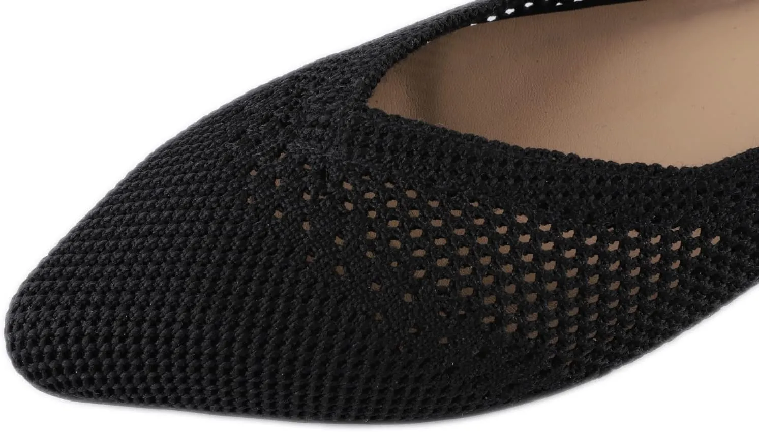 FEVERSOLE Women's Woven Pointy Fashion Cutouts Breathable Knit Flat Shoes