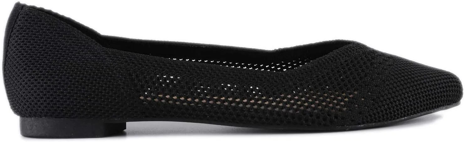 FEVERSOLE Women's Woven Pointy Fashion Cutouts Breathable Knit Flat Shoes