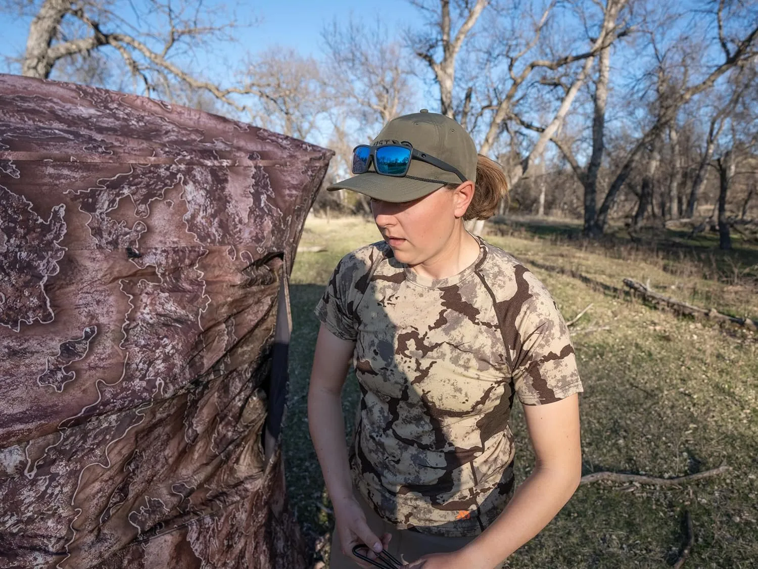 First Lite Women's Wick Short Sleeve Crew Shirt - Ultralight Merino Wool Camo Hunting T-Shirt