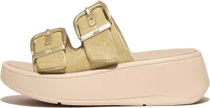 FitFlop Women's F-Mode Buckle Shimmerlux Flatform Two-bar Slides Wedge Sandal
