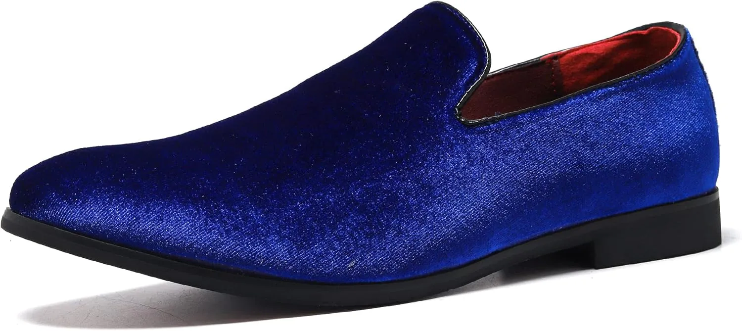 FLQL Men's Luxury Penny Loafer Slip-On Velvet Shoes Party Dancing Shoes Suede Wedding Shoes Plus Size 7-13