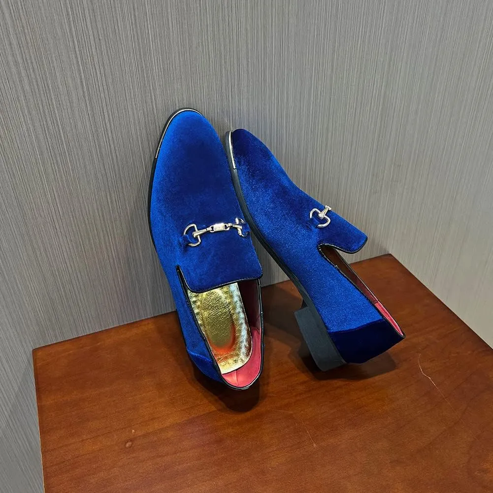 FLQL Men's Luxury Penny Loafer Slip-On Velvet Shoes Party Dancing Shoes Suede Wedding Shoes Plus Size 7-13