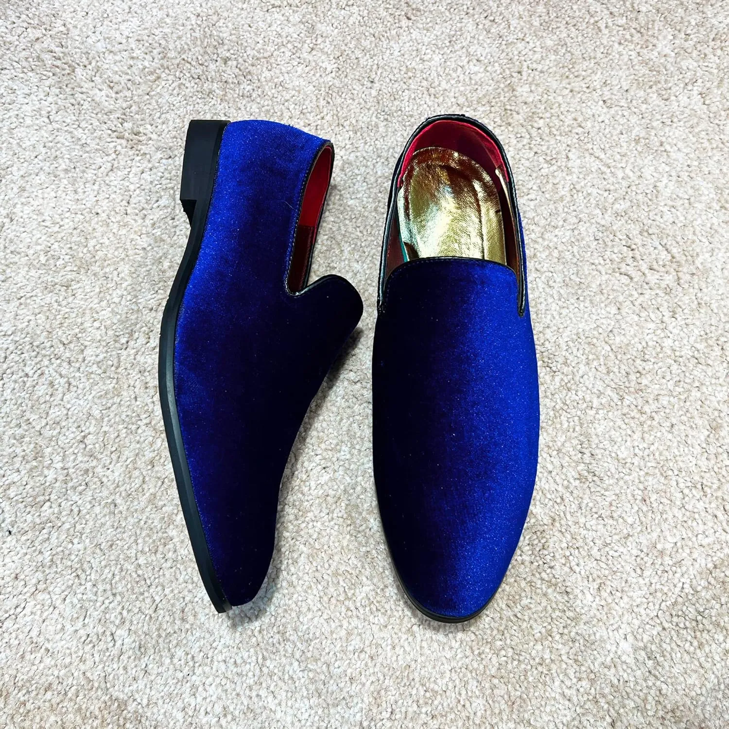 FLQL Men's Luxury Penny Loafer Slip-On Velvet Shoes Party Dancing Shoes Suede Wedding Shoes Plus Size 7-13