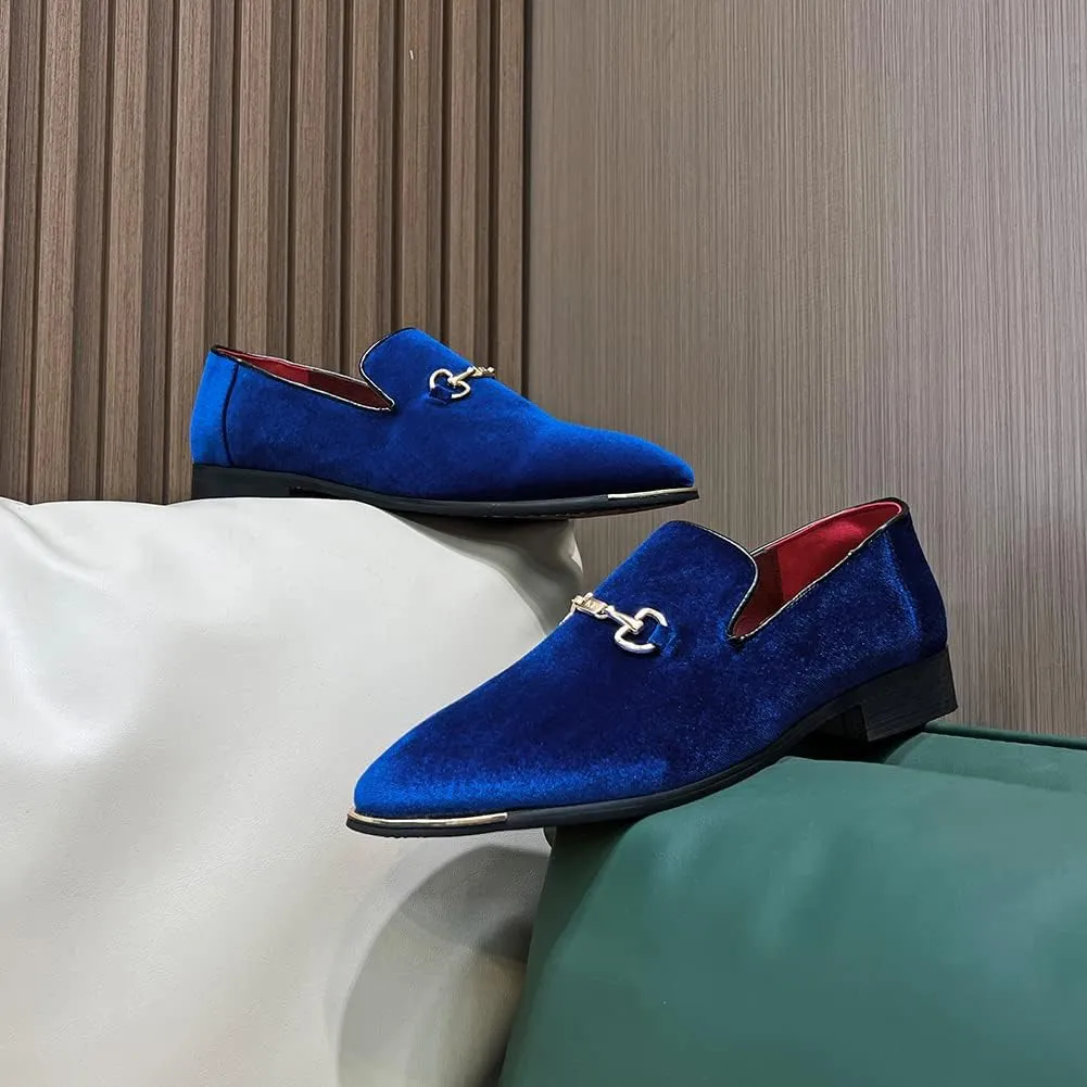 FLQL Men's Luxury Penny Loafer Slip-On Velvet Shoes Party Dancing Shoes Suede Wedding Shoes Plus Size 7-13