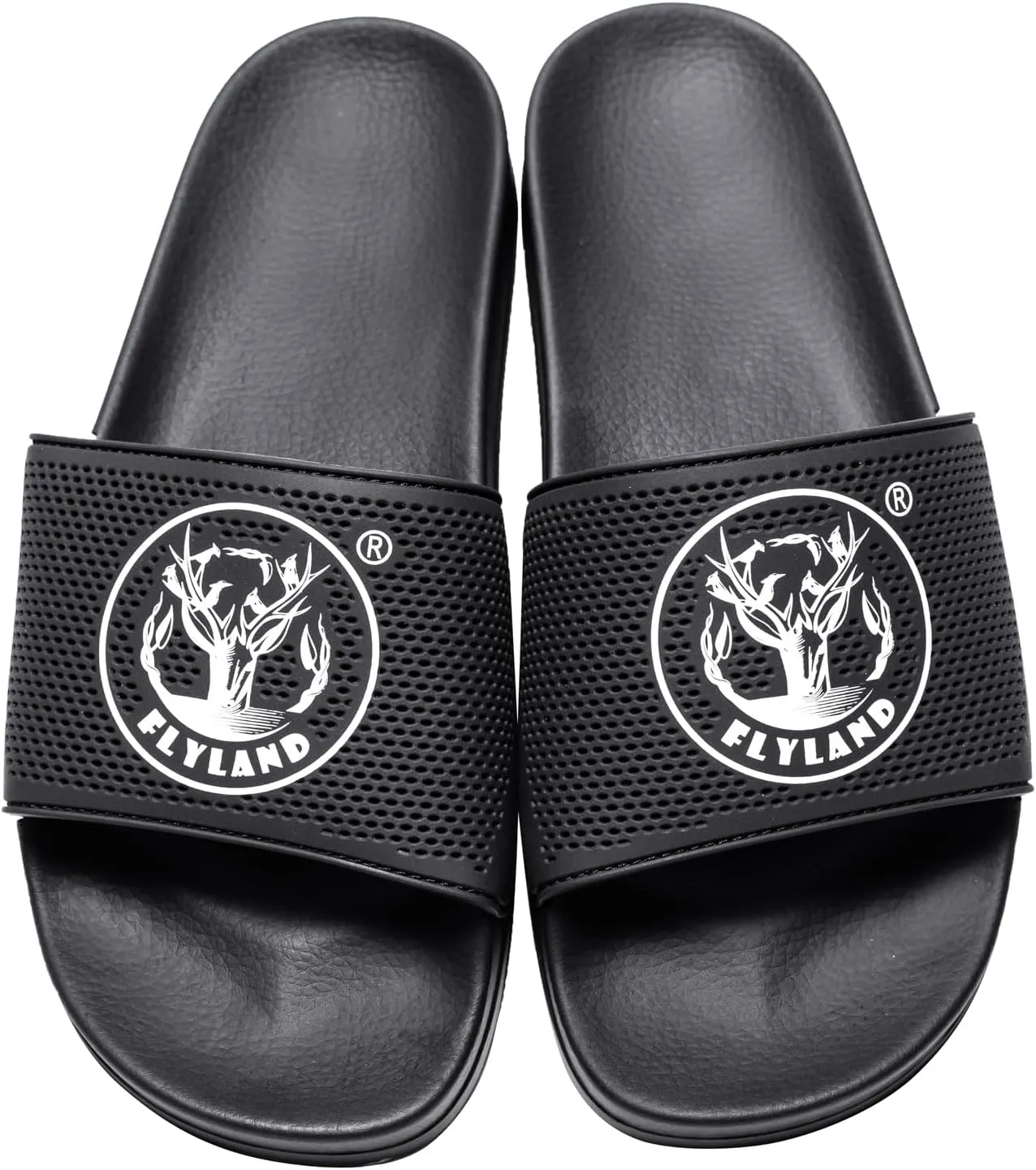 FLYLAND Men's Open Toe Slide Sandals Non-Slip Flat Slippers Outdoor Soft Comfort Fit & Arch Support