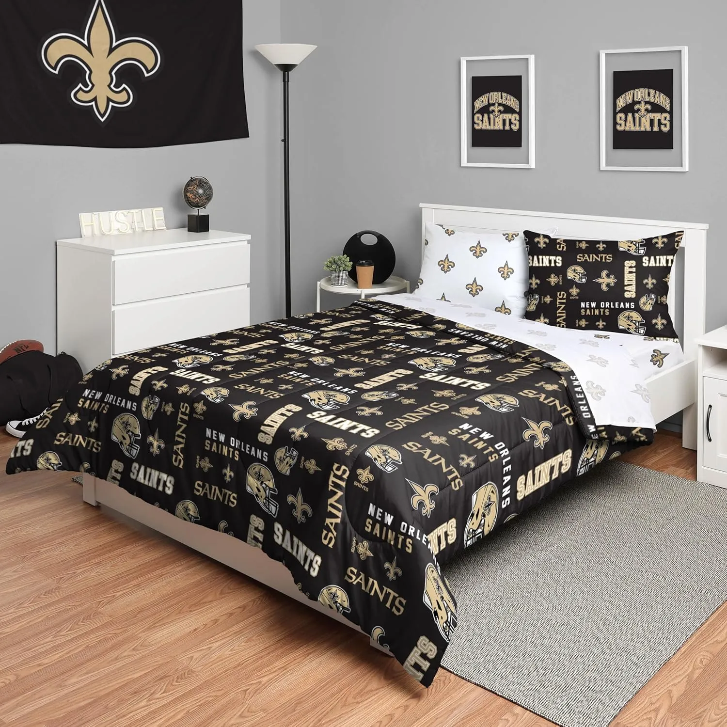 FOCO NFL Team Logo Bed in a Bag Comforter Sheets Pillow Cases Bedding 5-Piece Set