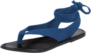 FOWT Women Split Round Toe Sandals Lace up Strappy Comfortable Flats Casual Summer Soft Flip Flop Shoes Size 4-16 US