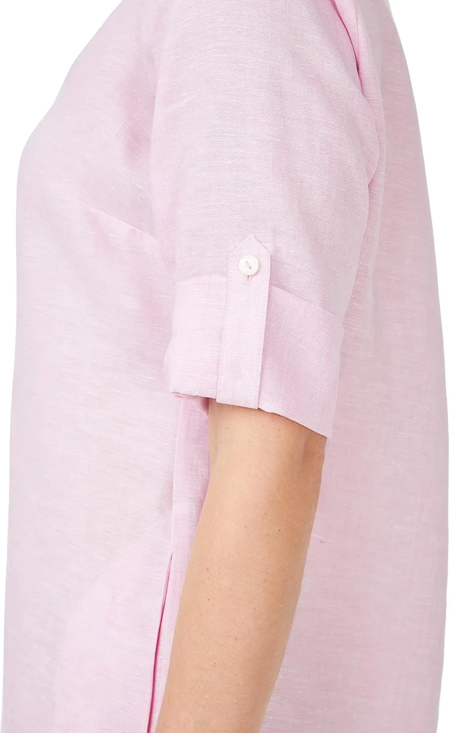 Foxcroft Women's Harmony 3/4 Sleeve with Roll Tab Linen Dress