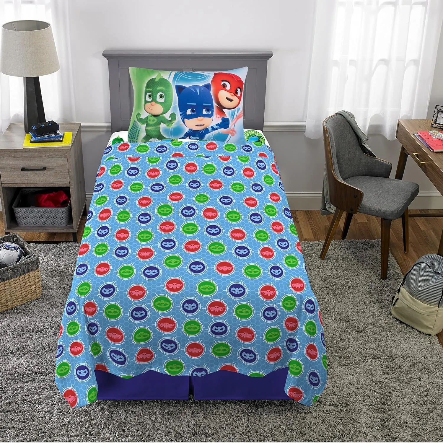 Franco Kids Bedding Super Soft Microfiber Sheet Set, (3 Piece) Twin Size, PJ Masks, MA7908