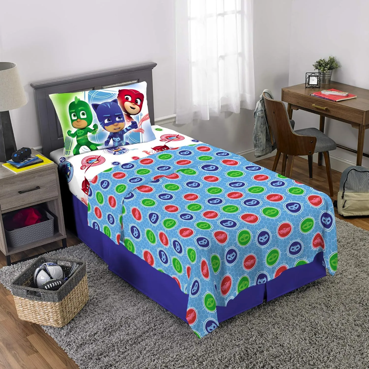 Franco Kids Bedding Super Soft Microfiber Sheet Set, (3 Piece) Twin Size, PJ Masks, MA7908