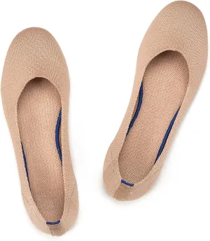 Frank Mully Women’s Ballet Flat Shoes Knit Dress Shoes Round Toe Slip On Ballerina Walking Flats Shoes for Woman Low Wedge Comfort Soft