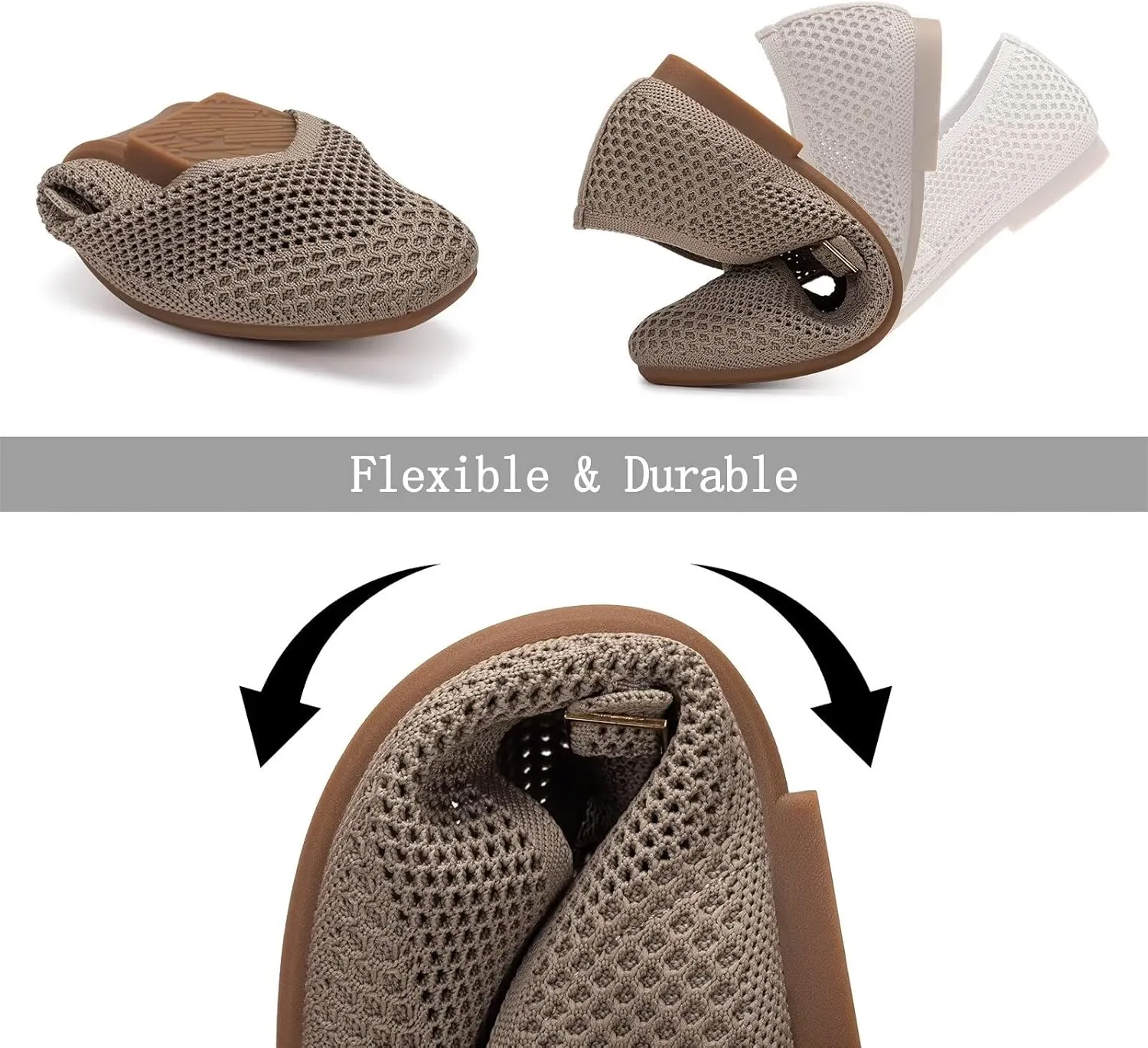 Frank Mully Womens Casual Flat Shoes Square Toe Shoes Knitted Mesh Flat Comfort Work Flat Shoes for Daily Washable