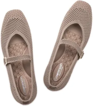 Frank Mully Womens Casual Flat Shoes Square Toe Shoes Knitted Mesh Flat Comfort Work Flat Shoes for Daily Washable