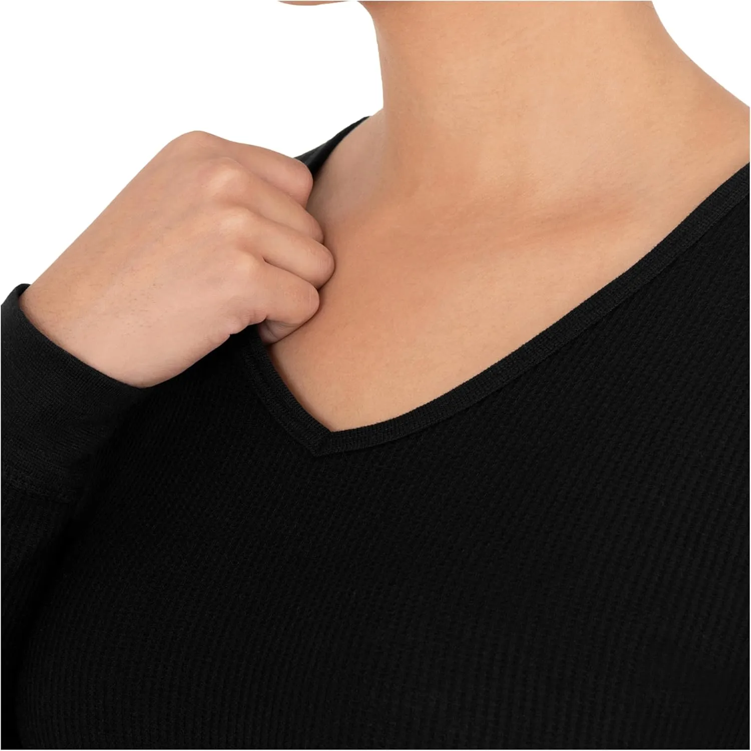 Fruit of the Loom womens Micro Waffle Thermal V-neck