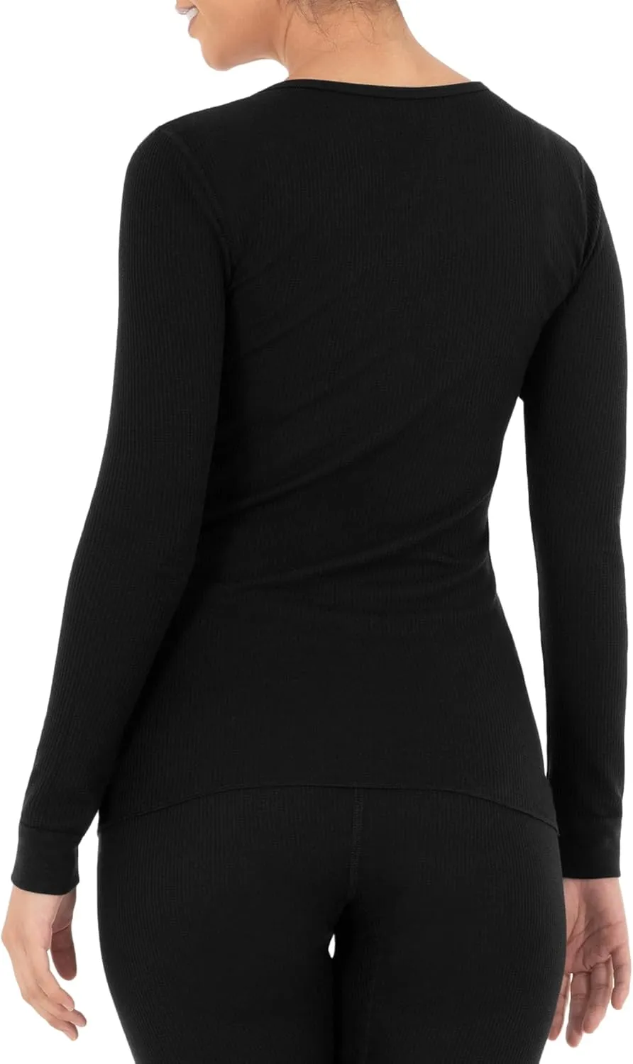 Fruit of the Loom womens Micro Waffle Thermal V-neck