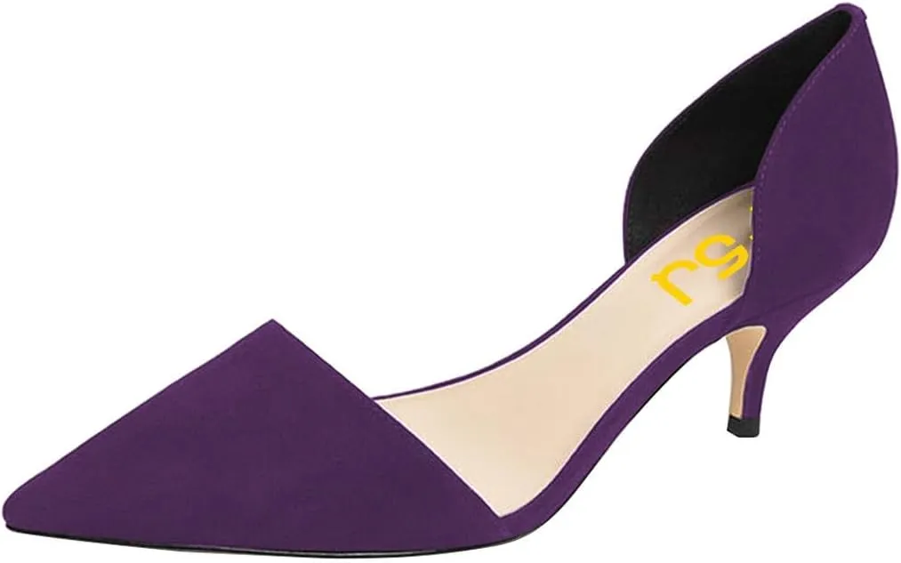 FSJ Women D'Orsay Comfy Medium Kitten Heels Closed Pointed Toe Classic Slip On Business Pumps Size 4-15 M US