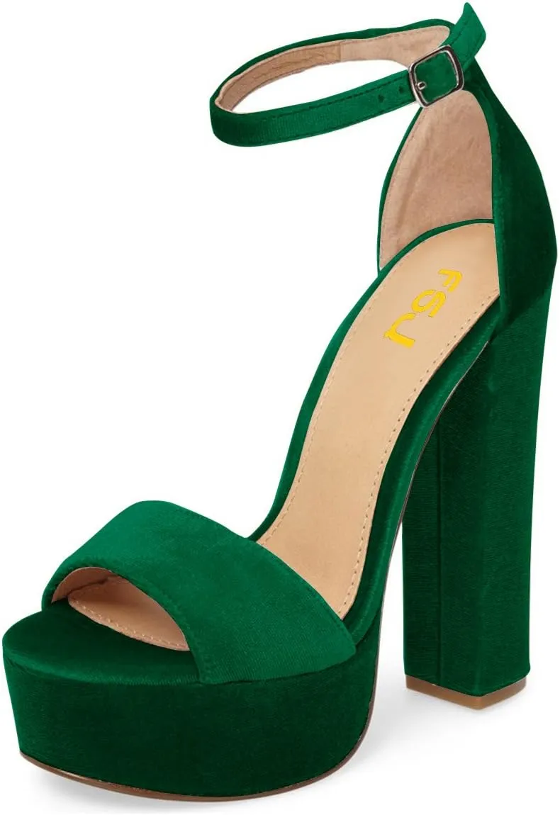 FSJ Women Sexy Ankle Strap Platform Sandal Chunky High Heel Open Toe Summer Shoe Size 4-15 M US