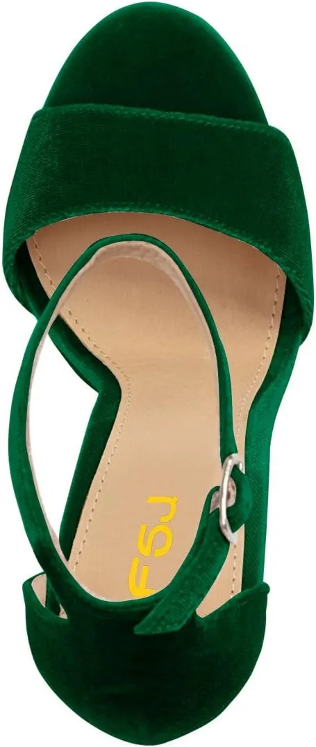 FSJ Women Sexy Ankle Strap Platform Sandal Chunky High Heel Open Toe Summer Shoe Size 4-15 M US