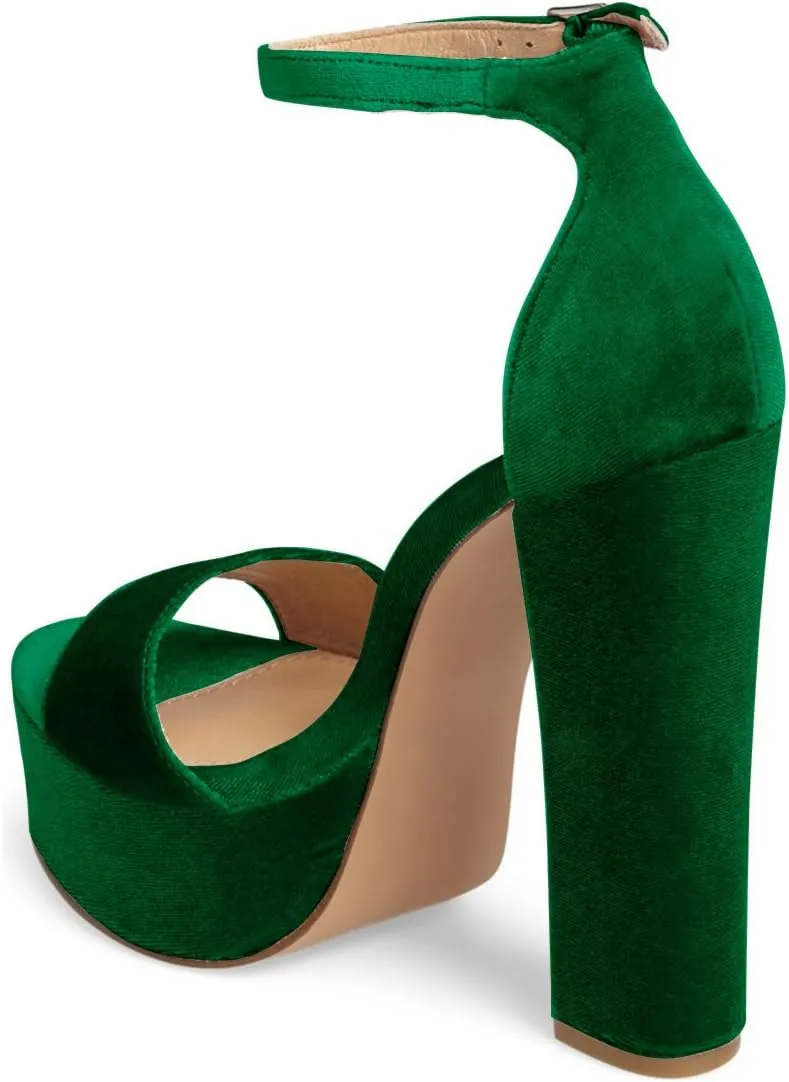 FSJ Women Sexy Ankle Strap Platform Sandal Chunky High Heel Open Toe Summer Shoe Size 4-15 M US