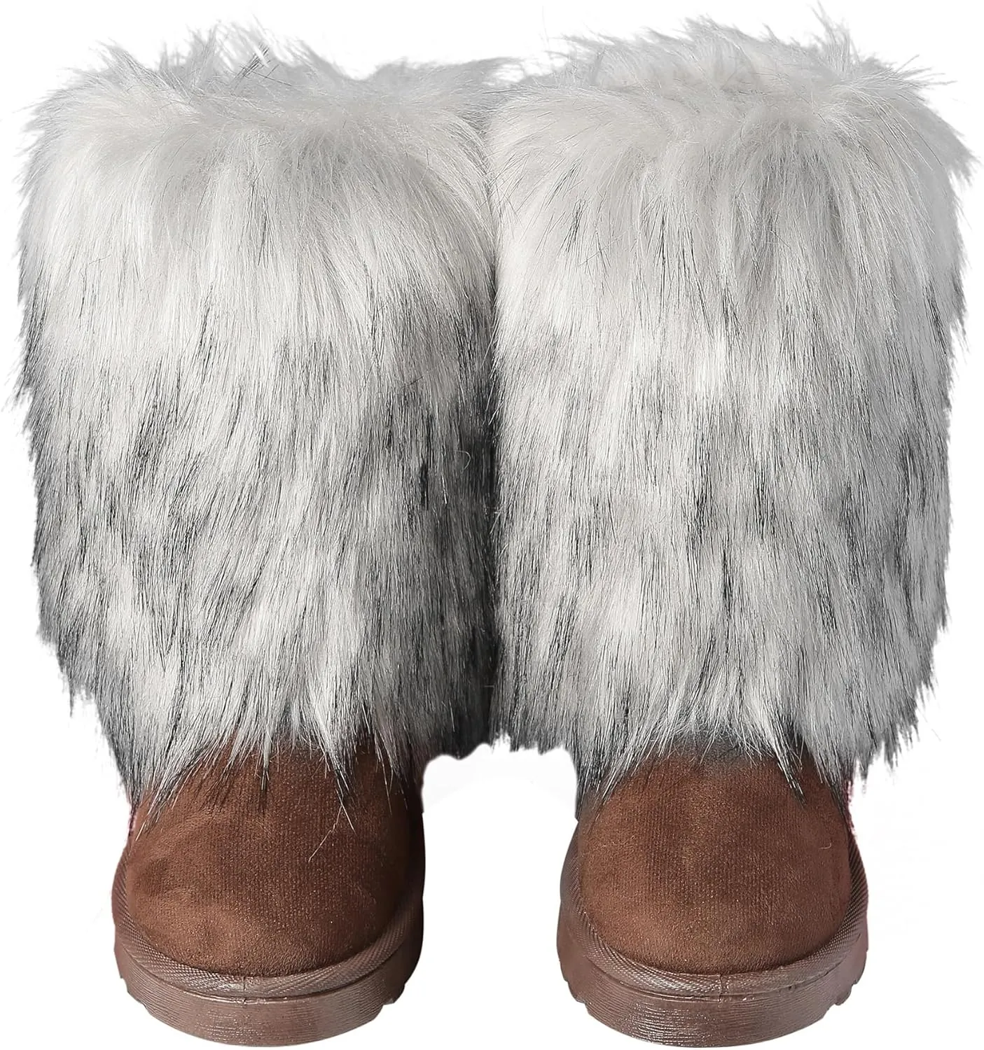 Fuzzy Fluffy Boots for Women Classic Warm Suede Slip On Mid-calf Snow Boot Comfortable Natural Fur Winter Flat Shoes Girl Outdoor Indoor
