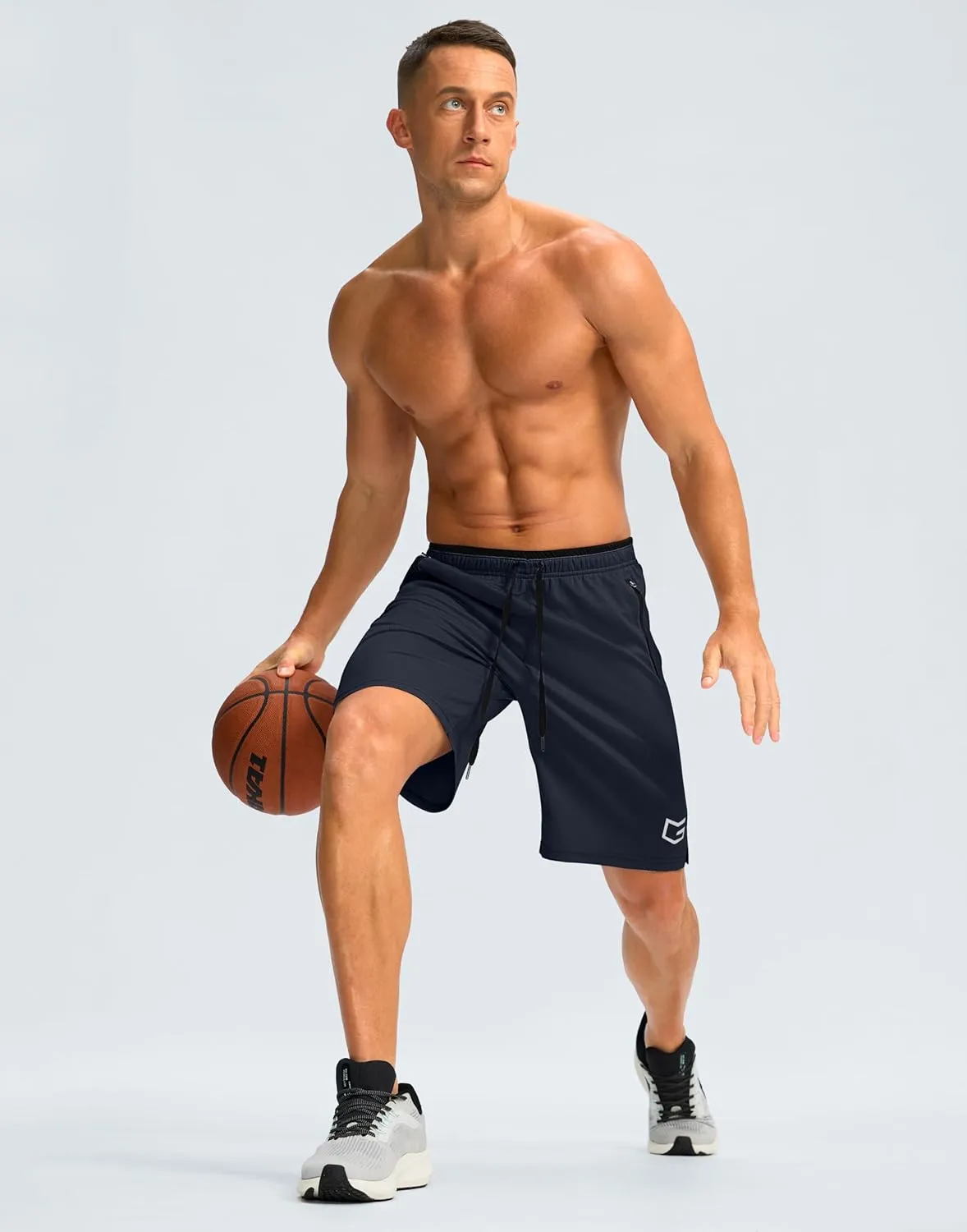 G Gradual Men's Gym Shorts wtih Zipper Pocket 9" Athletic Basketball Mesh Shorts for Men Workout Quick Dry Lightiweight