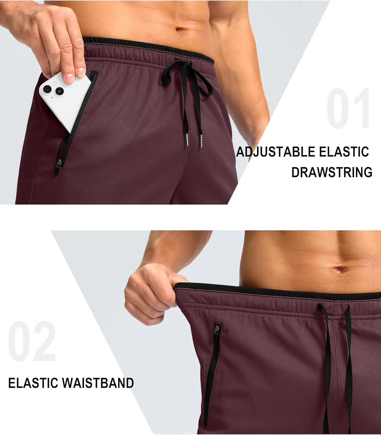 G Gradual Men's Gym Shorts wtih Zipper Pocket 9" Athletic Basketball Mesh Shorts for Men Workout Quick Dry Lightiweight
