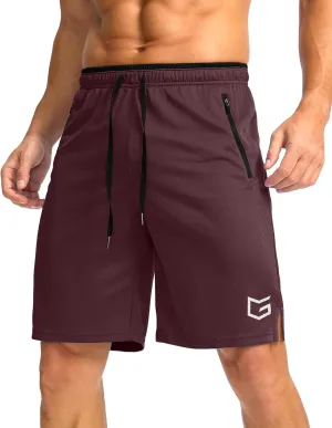 G Gradual Men's Gym Shorts wtih Zipper Pocket 9" Athletic Basketball Mesh Shorts for Men Workout Quick Dry Lightiweight