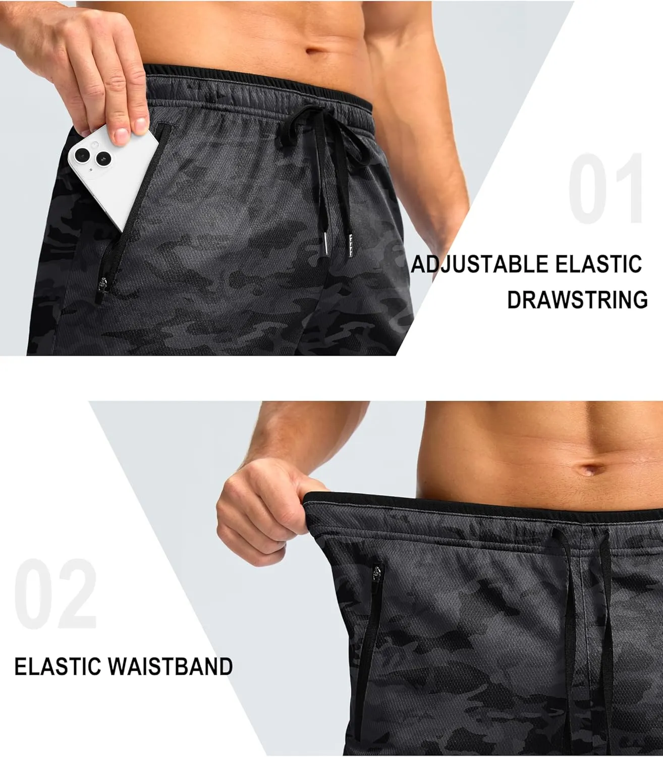G Gradual Men's Gym Shorts wtih Zipper Pocket 9" Athletic Basketball Mesh Shorts for Men Workout Quick Dry Lightiweight