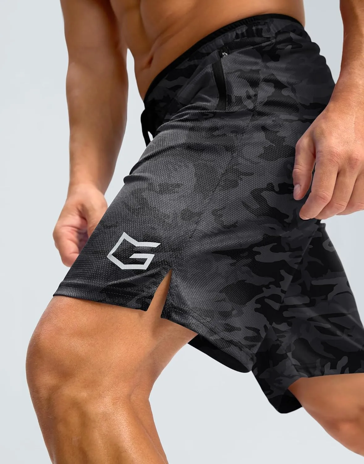G Gradual Men's Gym Shorts wtih Zipper Pocket 9" Athletic Basketball Mesh Shorts for Men Workout Quick Dry Lightiweight