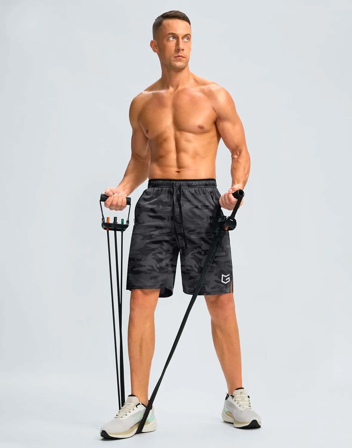 G Gradual Men's Gym Shorts wtih Zipper Pocket 9" Athletic Basketball Mesh Shorts for Men Workout Quick Dry Lightiweight