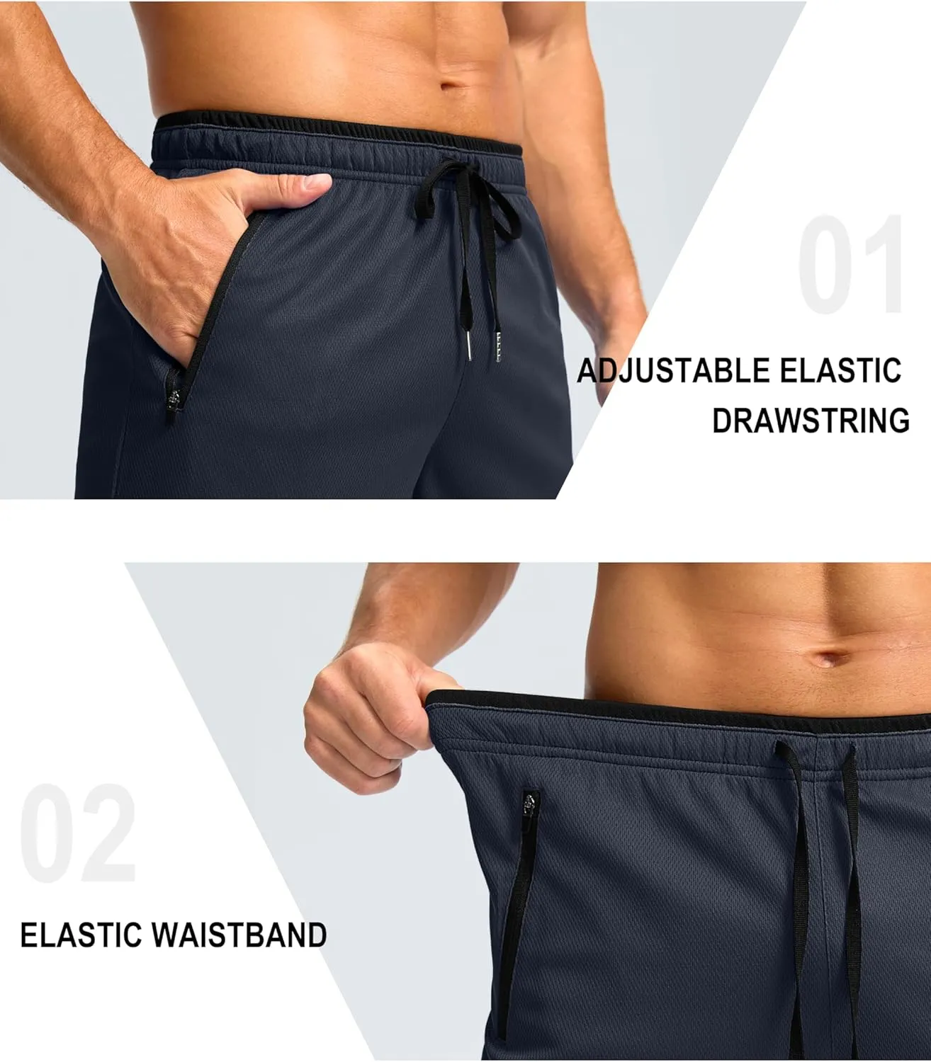 G Gradual Men's Gym Shorts wtih Zipper Pocket 9" Athletic Basketball Mesh Shorts for Men Workout Quick Dry Lightiweight