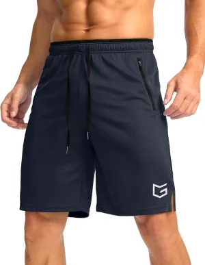 G Gradual Men's Gym Shorts wtih Zipper Pocket 9" Athletic Basketball Mesh Shorts for Men Workout Quick Dry Lightiweight