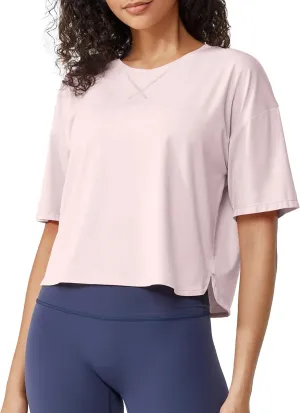 G4Free Lightweight Womens Workout Tops Loose Fit Short Sleeve Summer T Shirts Athletic Gym Tees Basic Yoga Shirts Casual