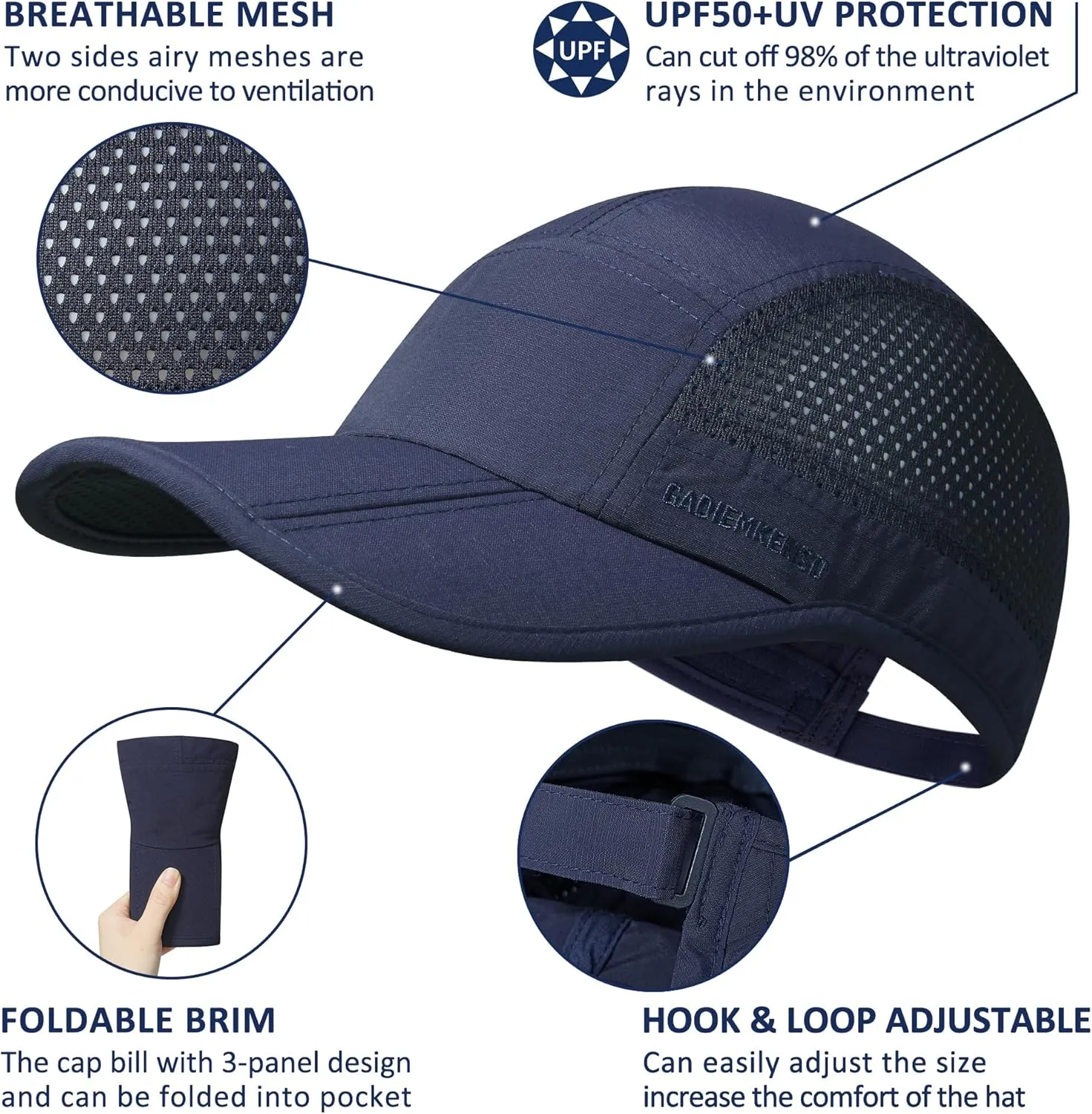 GADIEMKENSD Mens Folding Outdoor Hat Long Brim UPF 50  Sun Protection