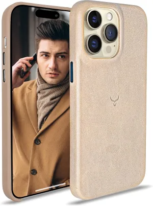 Genuine Leather Case - Oil Waxed Full Grain Anti-Scratch Leather Case - Shockproof, Drop Proof, Protective Slim Case (Clay) Compatible with iPhone 14 Pro