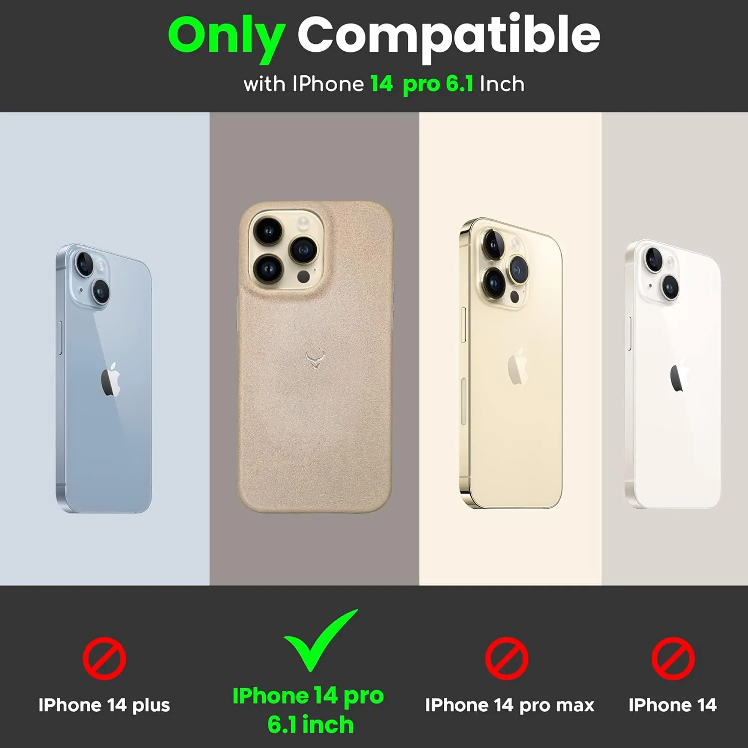 Genuine Leather Case - Oil Waxed Full Grain Anti-Scratch Leather Case - Shockproof, Drop Proof, Protective Slim Case (Clay) Compatible with iPhone 14 Pro