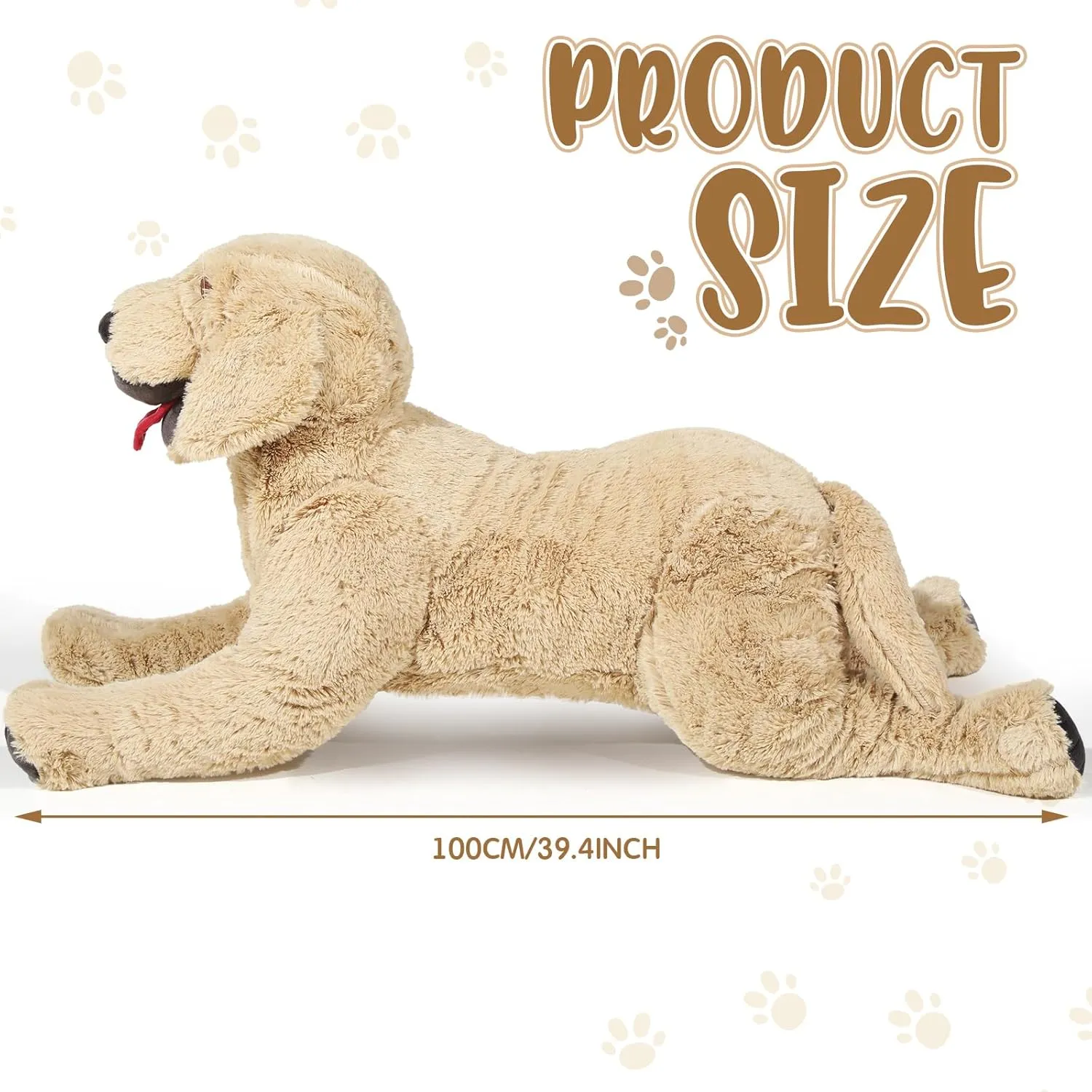 Geosar Dog Stuffed Animals Plush 39.4 Inch Soft Cuddly Golden Retriever Plush Toys Large Stuffed Dog Body Pillow Gifts for Kids Girls Boys Birthday