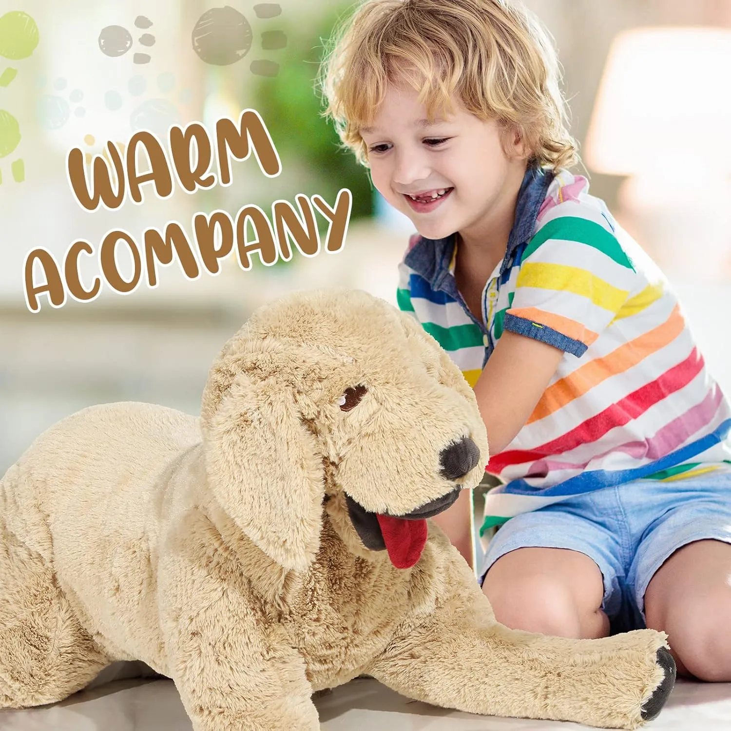 Geosar Dog Stuffed Animals Plush 39.4 Inch Soft Cuddly Golden Retriever Plush Toys Large Stuffed Dog Body Pillow Gifts for Kids Girls Boys Birthday