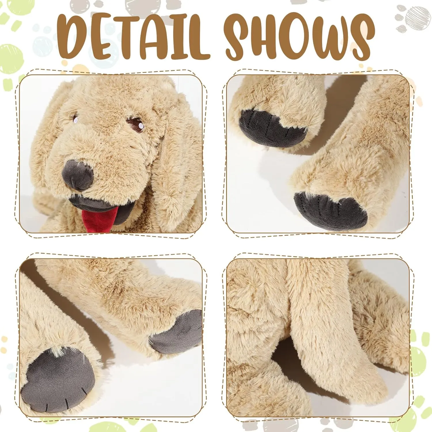 Geosar Dog Stuffed Animals Plush 39.4 Inch Soft Cuddly Golden Retriever Plush Toys Large Stuffed Dog Body Pillow Gifts for Kids Girls Boys Birthday