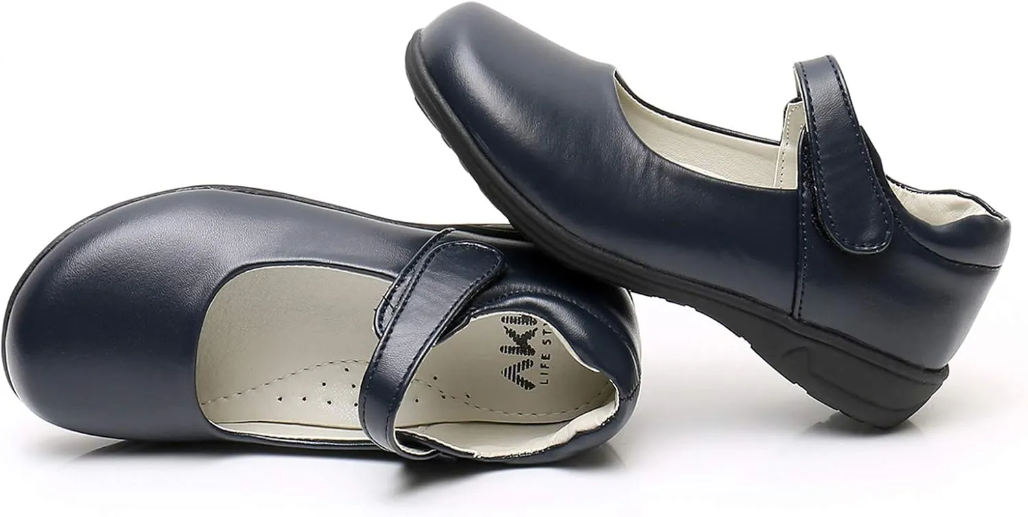Girl's Mary Jane School Uniform Shoes Strap Dress Uniform Flats Black (Toddler/Little Girl/Big Girl)