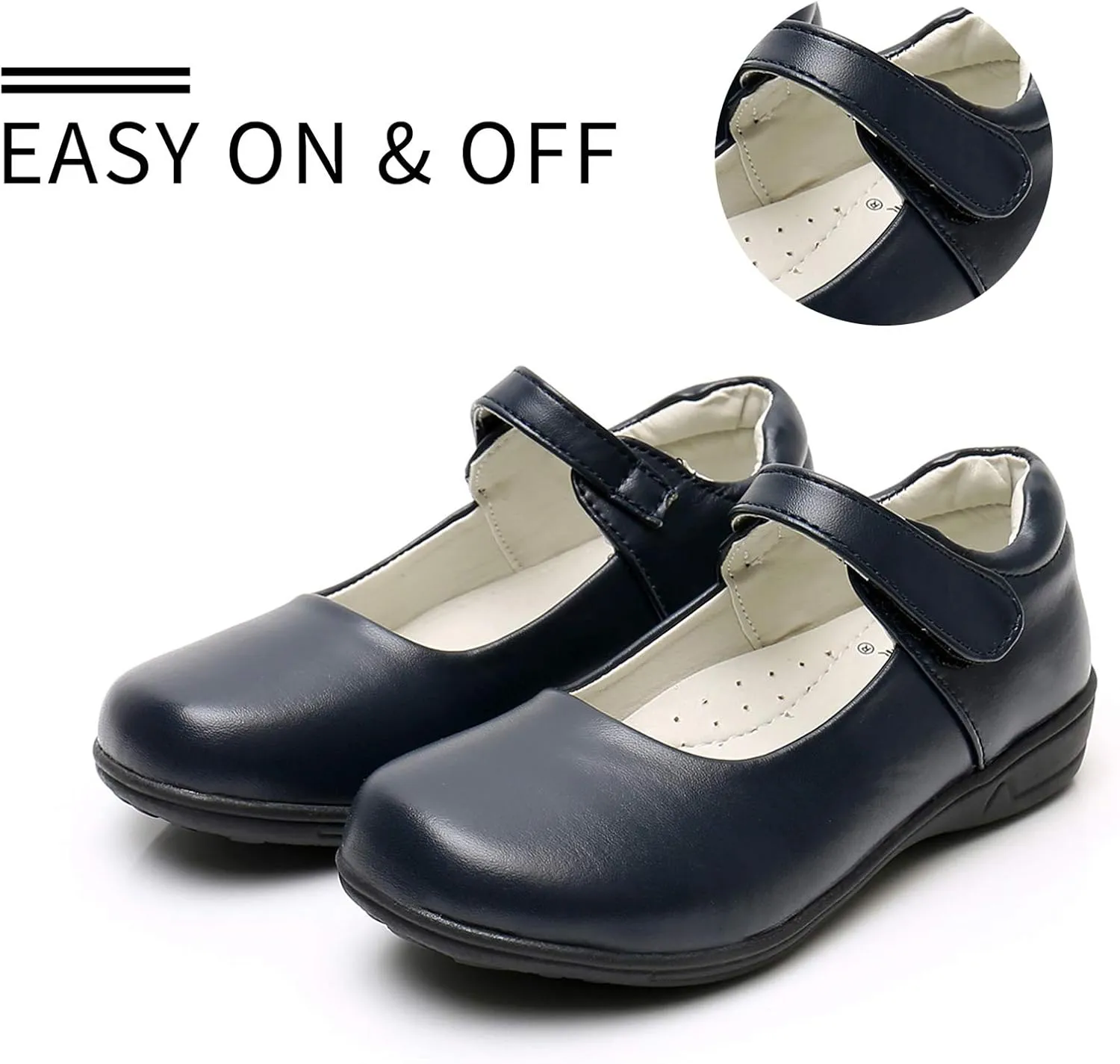 Girl's Mary Jane School Uniform Shoes Strap Dress Uniform Flats Black (Toddler/Little Girl/Big Girl)