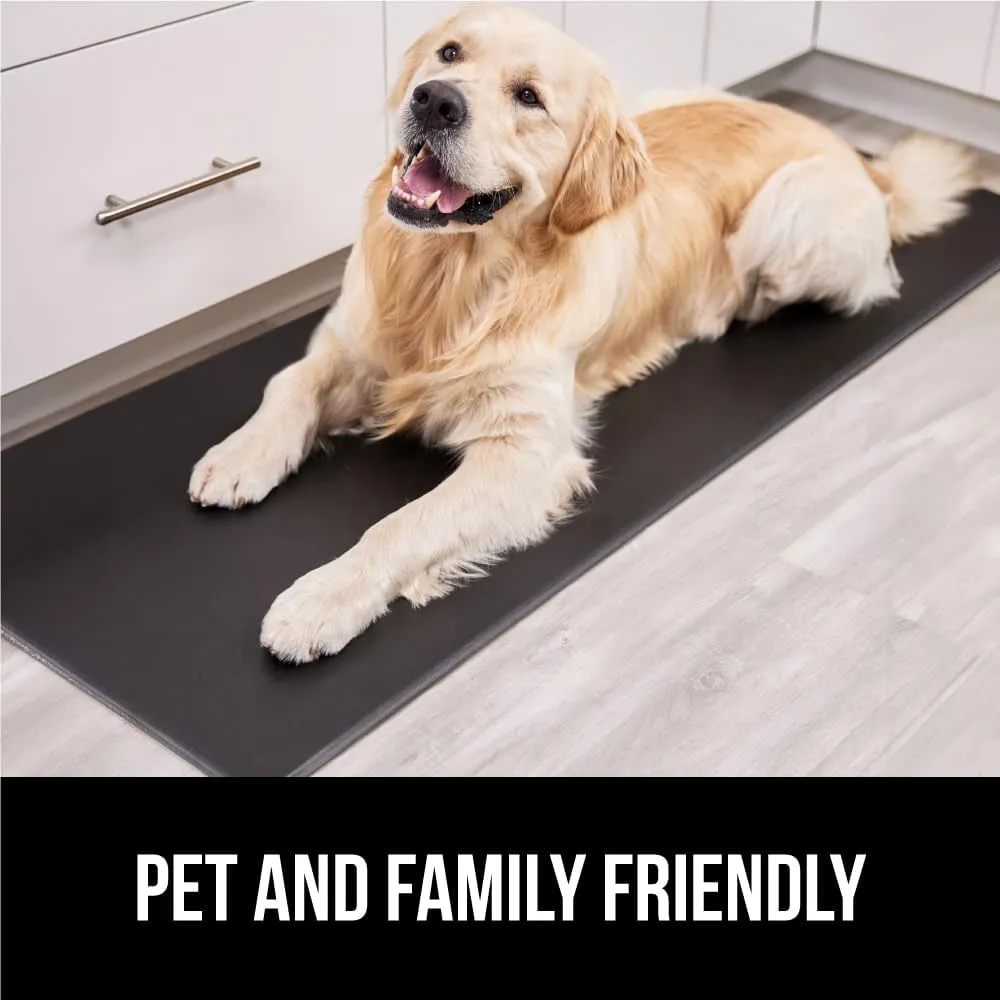GORILLA GRIP Set of 2 Soft Anti Fatigue Mats for Kitchen Floor, Stain and Scratch Resistant, Soft Ergonomic Standing Office Desk Mat, Supportive Memory Foam Rug, 17x24   17x48, 1/2 Inch Thick, Black