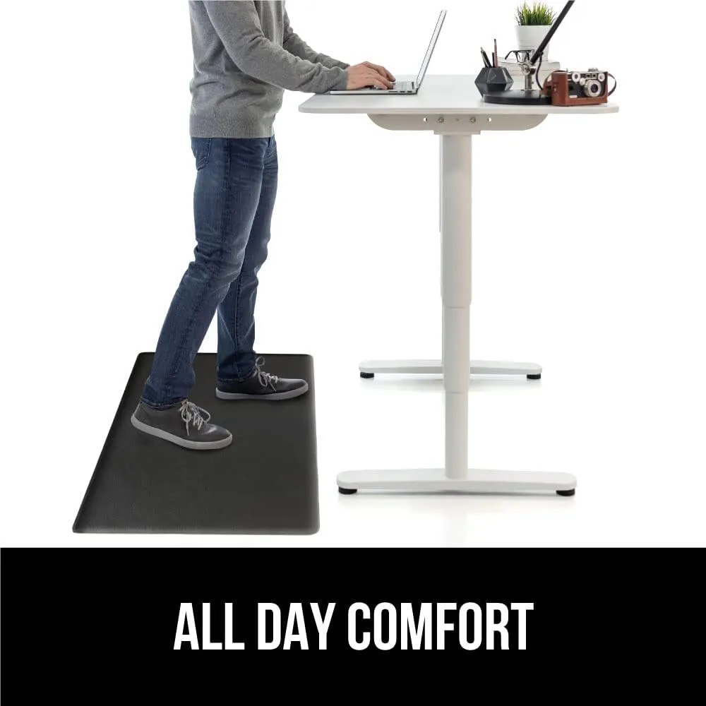 GORILLA GRIP Set of 2 Soft Anti Fatigue Mats for Kitchen Floor, Stain and Scratch Resistant, Soft Ergonomic Standing Office Desk Mat, Supportive Memory Foam Rug, 17x24   17x48, 1/2 Inch Thick, Black